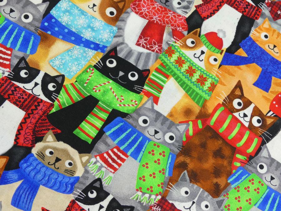 Preview: Patchworkstoff mit lustigen Katzen